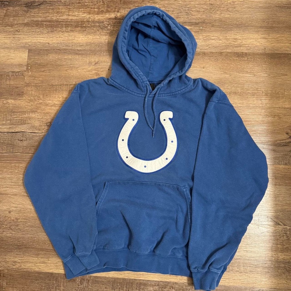 NFL Team Apparel Indianapolis Colts Blue Hoodie Horseshoe Logo Mens Large